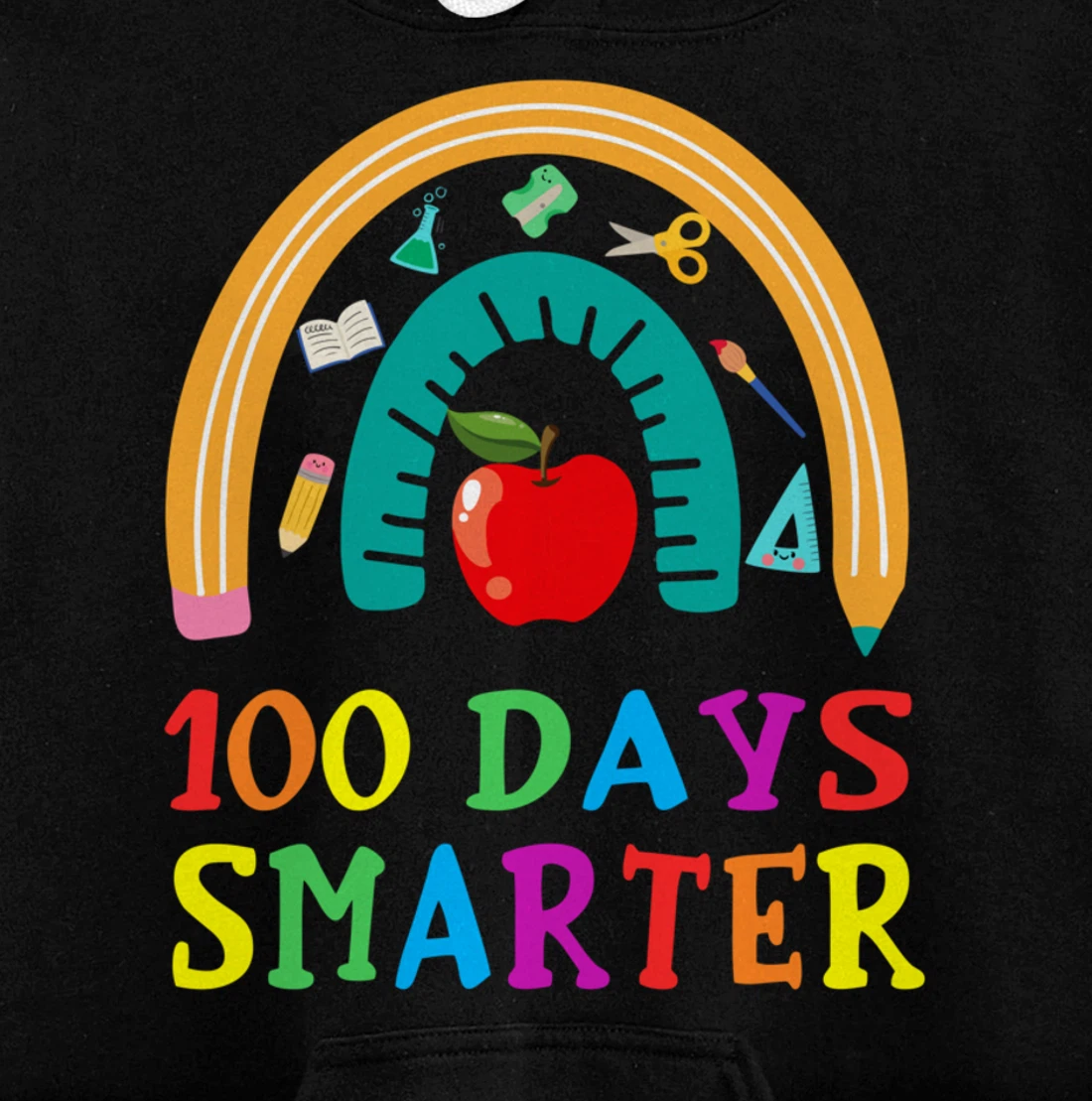 100 Days Smarter Rainbow Teacher Student 100th Day of school Pullover Hoodie