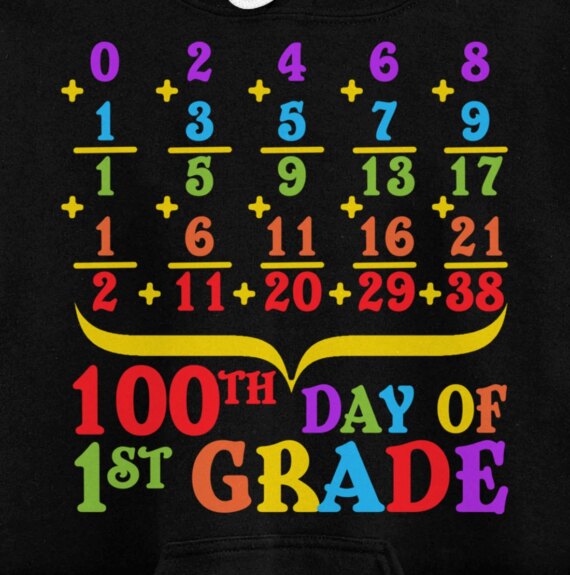 100th Day Of 1st Grade Math Teachers Students mathematic Pullover Hoodie