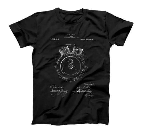 1914 V Twin Motorcycle Engine Design T-Shirt