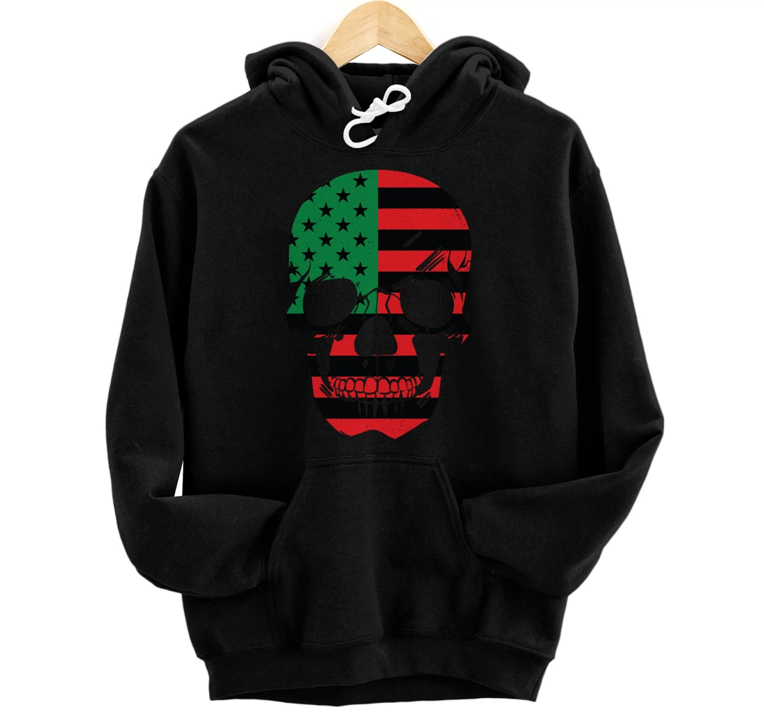 African American Flag Skull Black History Month 2022 Resist Pullover Hoodie