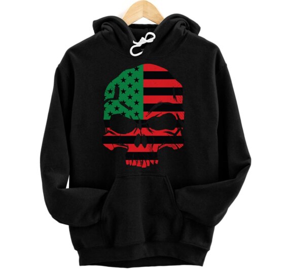 African American Flag Skull Black History Month 2022 Resist Pullover Hoodie
