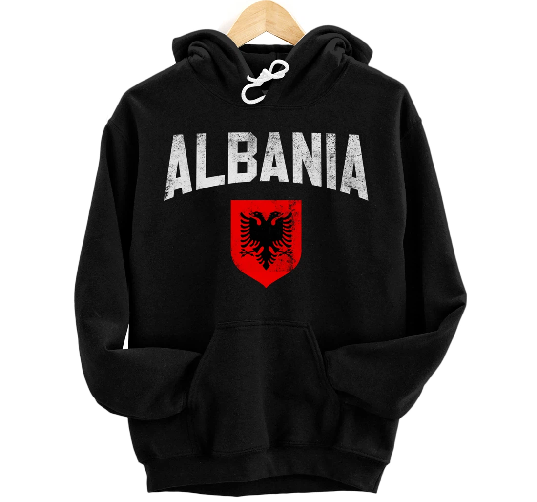 Albania Flag Emblem Patriotic Albanian National Pride Pullover Hoodie