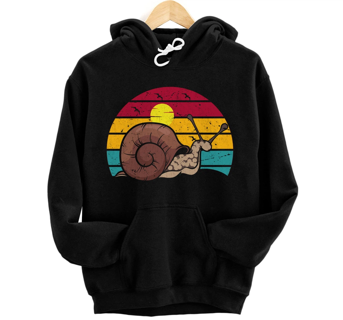 Animal Snail Lover Gastropod Slug Retro Snail Pullover Hoodie