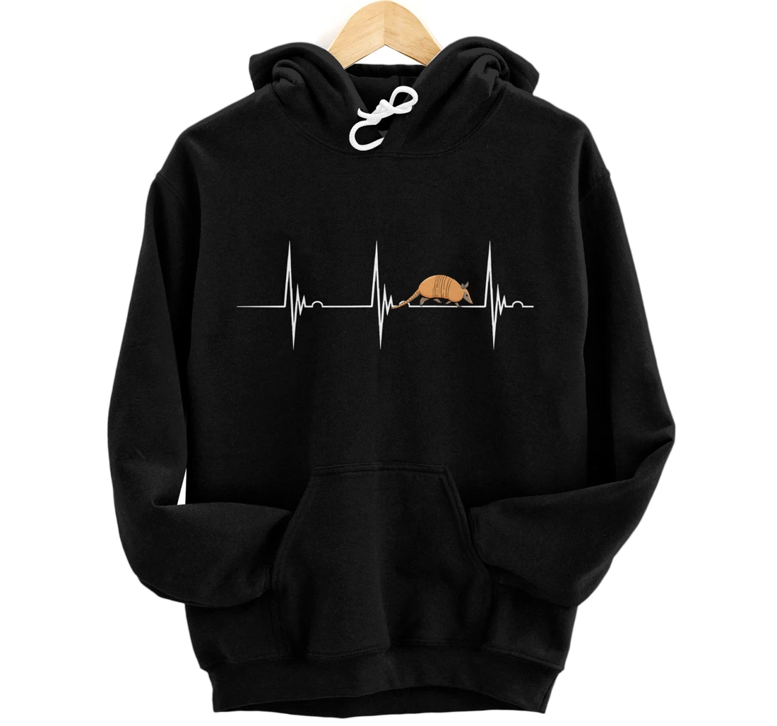Armadillo Shell Animal Heartbeat EKG Pulse Wildlife Pullover Hoodie