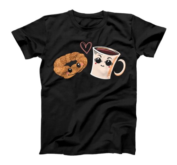 Bagel Lover Coffee Addict Foodie Bread Caffeine Drink T-Shirt