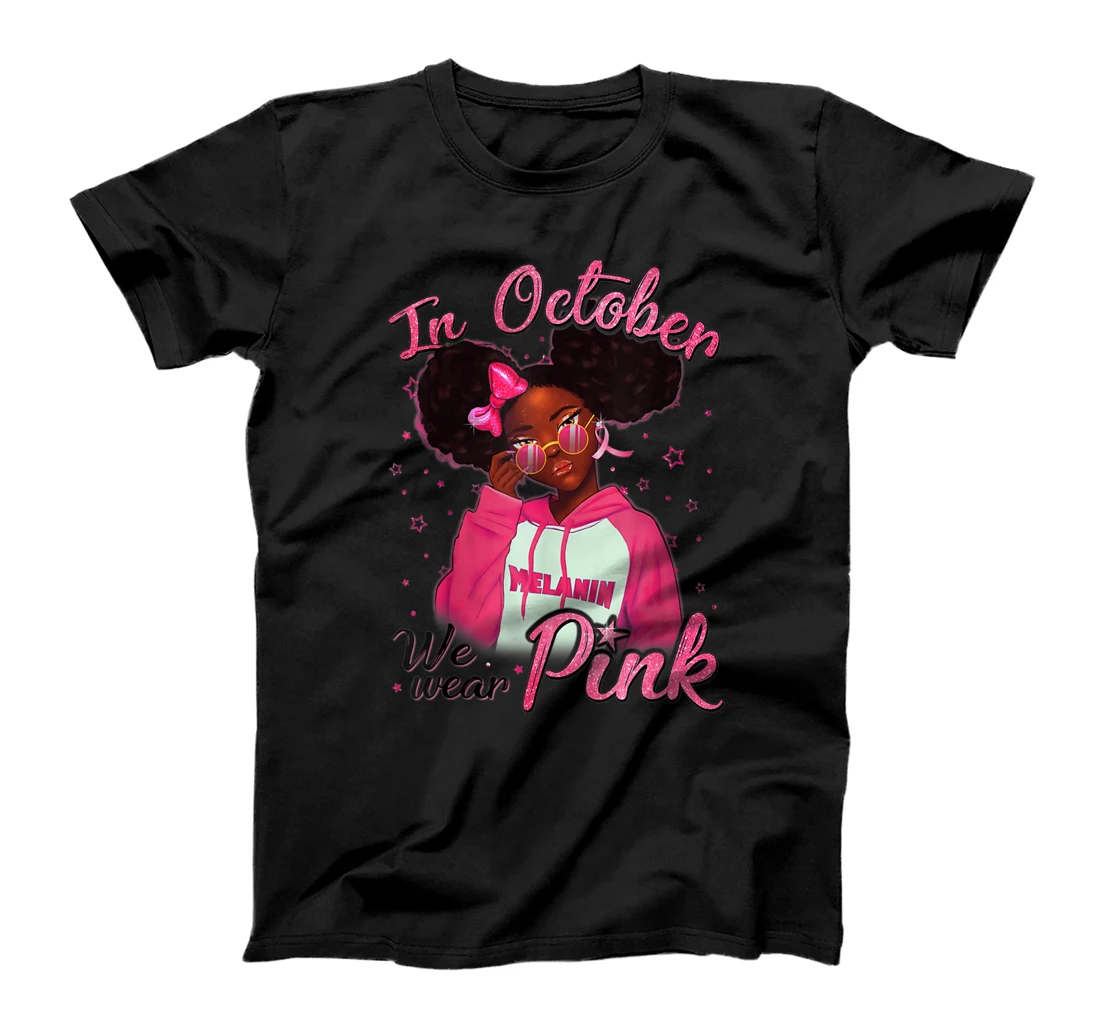 Breast Cancer Awareness African American Black Queen Pink T-Shirt