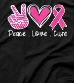 Breast Cancer Awareness Costume Pink Peace Love Cure Faith T-Shirt