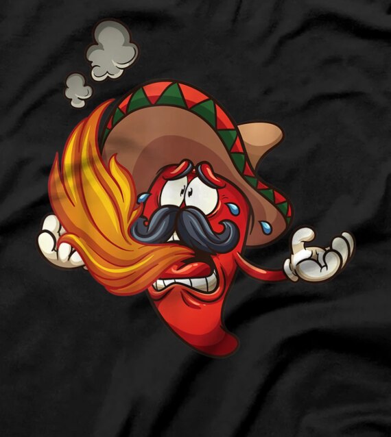 Cartoon Jalapeno Chili Pepper Illustration T-Shirt