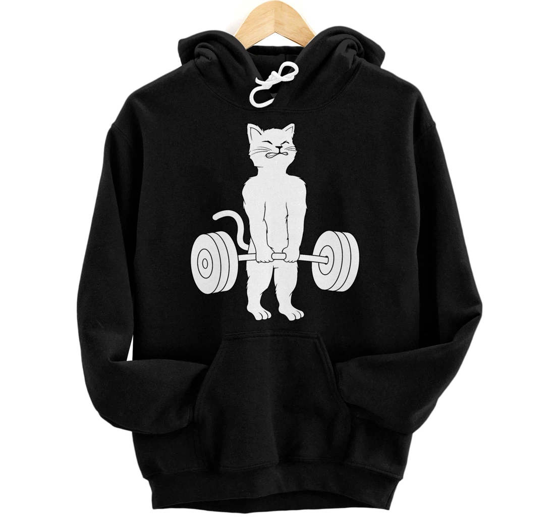Cat Deadlift Shirt Powerlifting Kitty Tee, Weightlifting Cat Pullover Hoodie