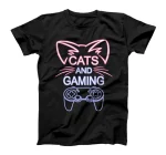 Cats And Gaming Funny Cat Lover Gaming Gift Gamer T-Shirt