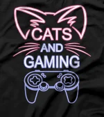 Cats And Gaming Funny Cat Lover Gaming Gift Gamer T-Shirt
