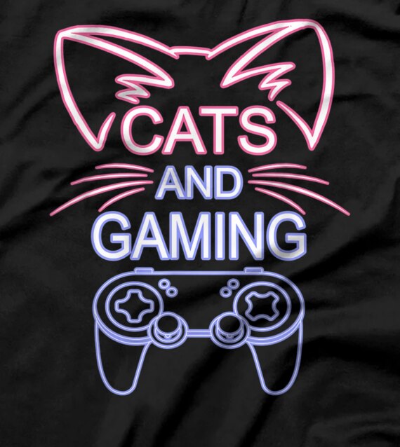 Cats And Gaming Funny Cat Lover Gaming Gift Gamer T-Shirt