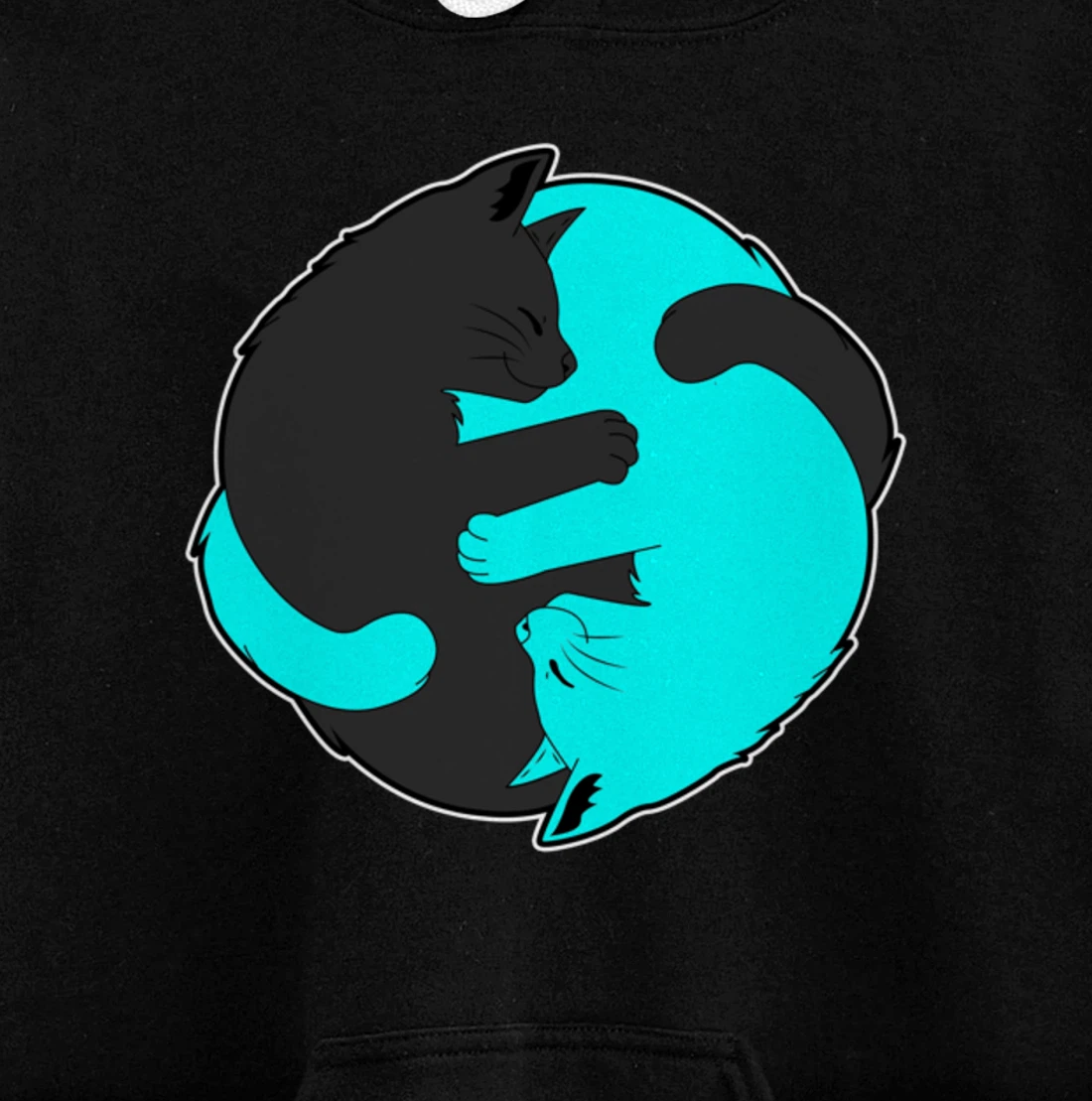 Cute Cat Cats Ying Yang, Yin Yang Pullover Hoodie