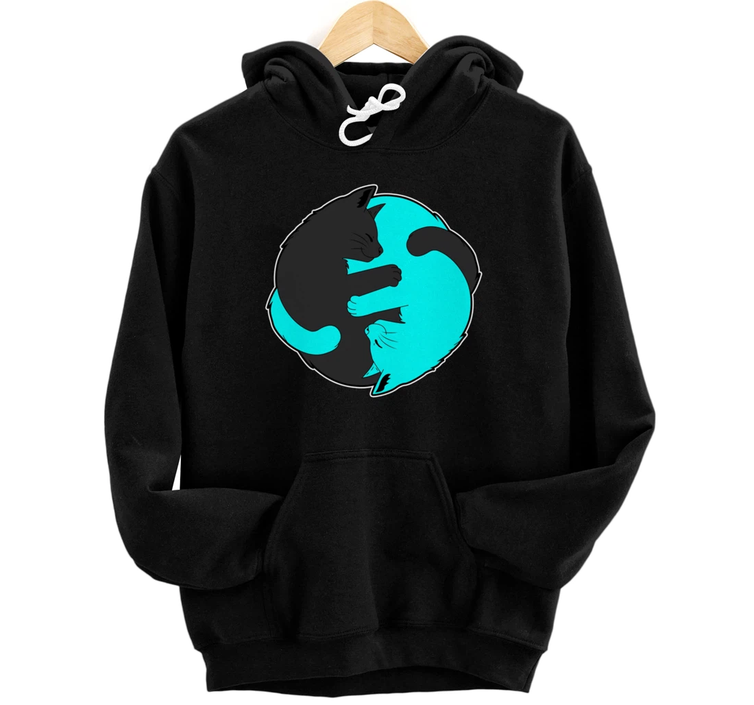 Cute Cat Cats Ying Yang, Yin Yang Pullover Hoodie