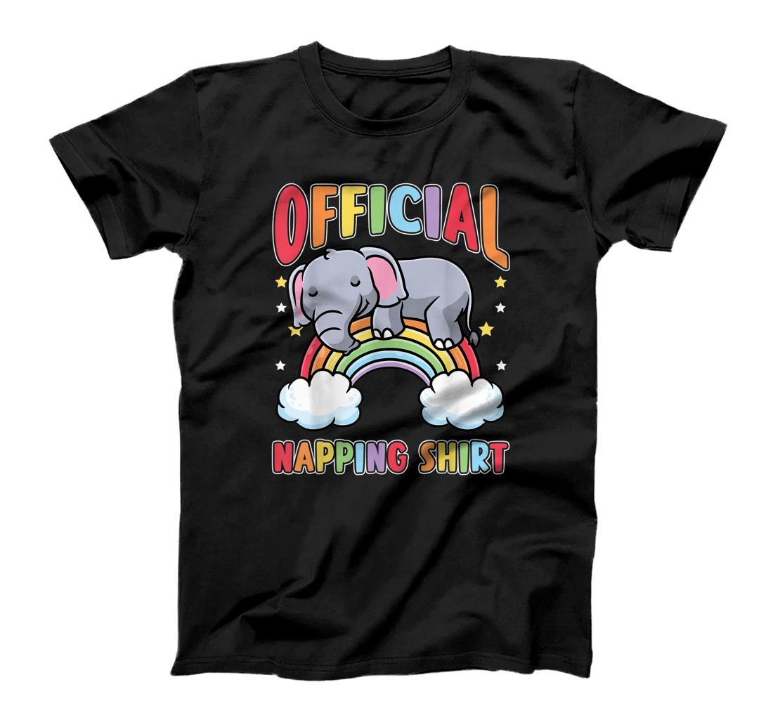 Cute Elephant Rainbow Sleeping Pajama Napping T-Shirt