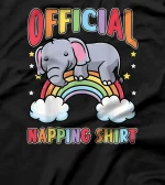 Cute Elephant Rainbow Sleeping Pajama Napping T-Shirt