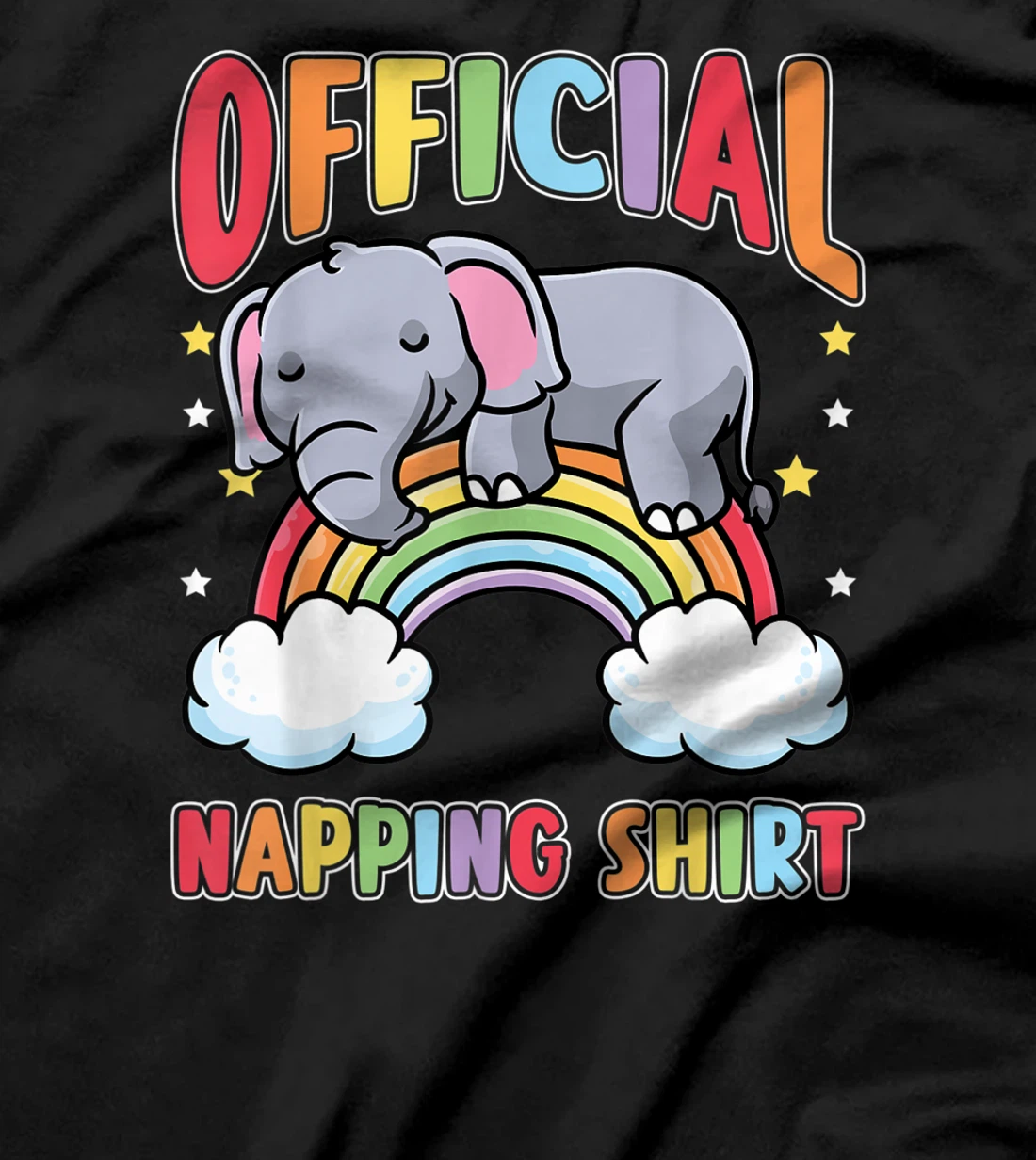 Cute Elephant Rainbow Sleeping Pajama Napping T-Shirt