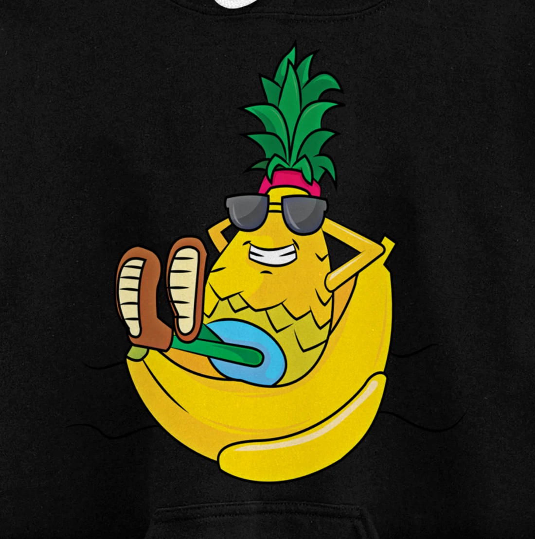 cute pineapple chilling on a bananas pool float Pullover Hoodie