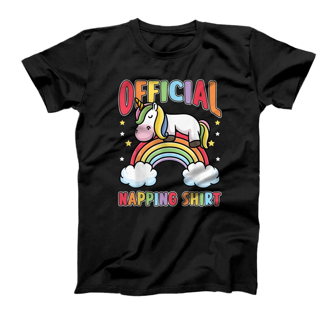 Cute Unicorn With Rainbow Pajama Napping Sleeping Unicorn T-Shirt