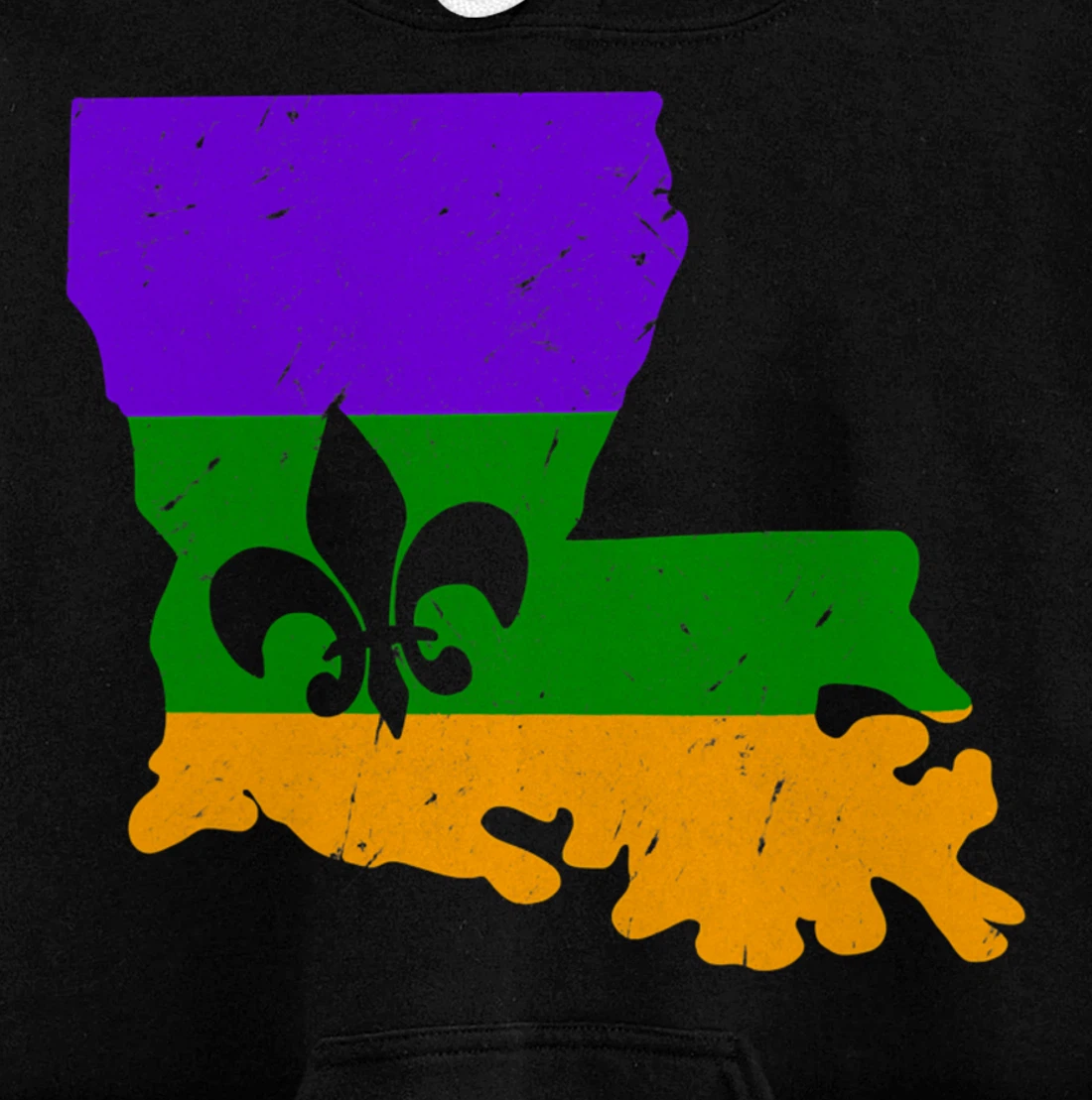 Distressed Mardi Gras Fleur De Lis Pullover Hoodie