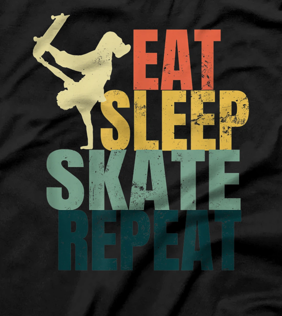 Eat Sleep Repeat Design Retro Skateboard T-Shirt