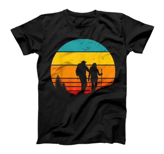 Funny Hiker Hiking Retro Vintage Sunset T-Shirt