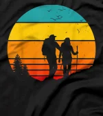 Funny Hiker Hiking Retro Vintage Sunset T-Shirt