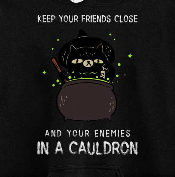Funny Keep your Enemies In A Cauldron Witch Wiccan Occult Pullover Hoodie