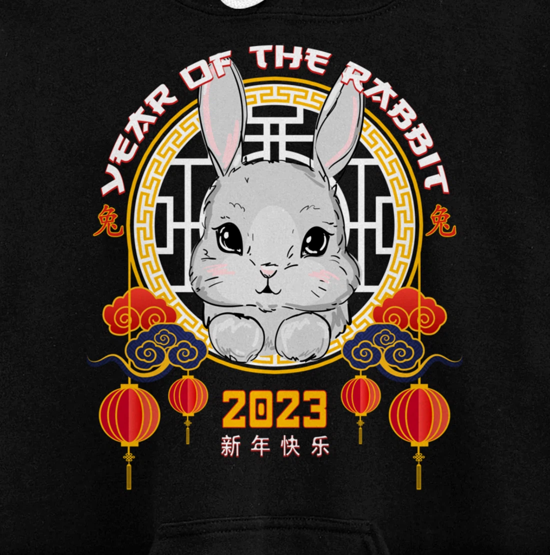 Happy Chinese New Year 2023 Year Of The Rabbit Zodiac Sign Pullover Hoodie
