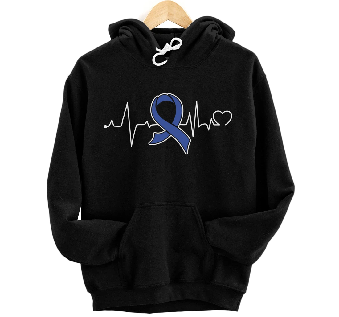Heartbeat- Colon Cancer Awareness Supporter Ribbon Pullover Hoodie