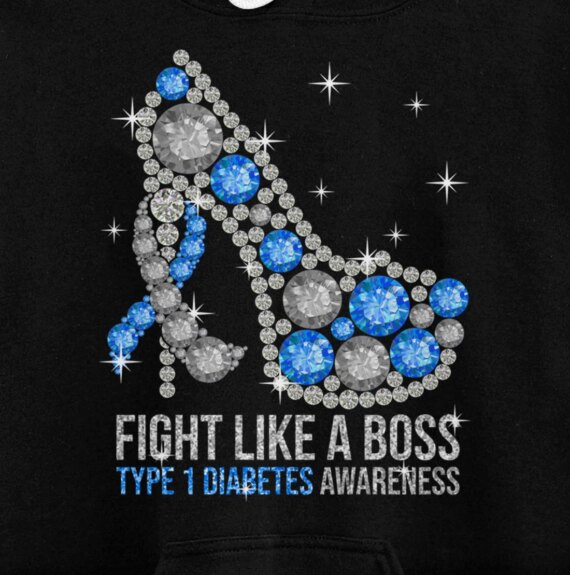 Heels Fight Like A Boss Type 1 Diabetes T1D Awareness Pullover Hoodie