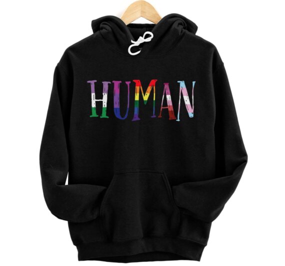 HUMAN LGBT Flag Gay Pride Month Transgender Rainbow Lesbian Pullover Hoodie