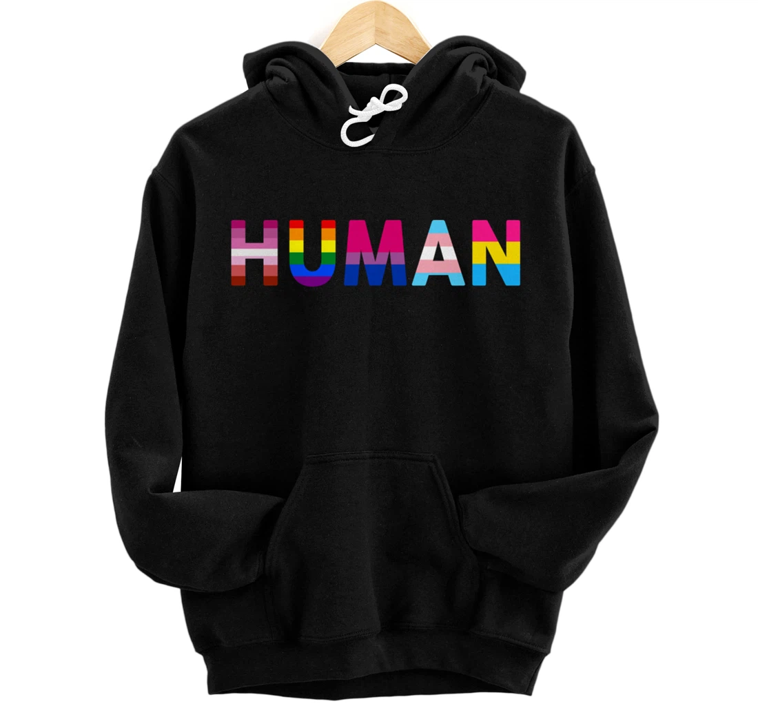 HUMAN LGBT Flag Gay Pride Month Transgender Rainbow Lesbian Pullover Hoodie