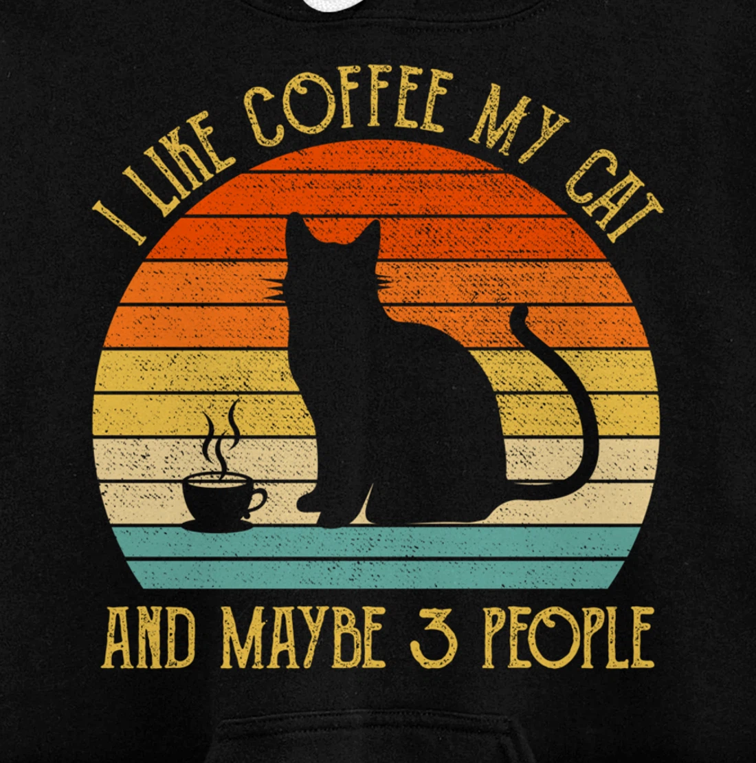 I Like Coffee My Cat and Maybe 3 People Funny Cat Lover Gift Pullover Hoodie