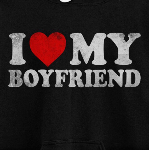 I Love My Boyfriend I Heart My Boyfriend BF Funny Valentines Pullover Hoodie