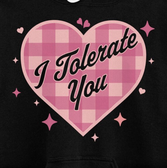 I Tolerate You - Funny Valentine's Day Candy Heart Plaid Pullover Hoodie