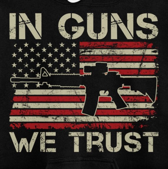 In Guns We Trust - 2nd Amendment AR15 USA Flag (ON BACK) Pullover Hoodie