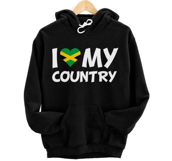 Jamaican Flag Heart I Love My Country Jamaica Pullover Hoodie