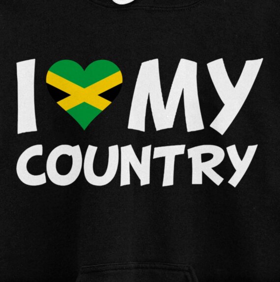 Jamaican Flag Heart I Love My Country Jamaica Pullover Hoodie