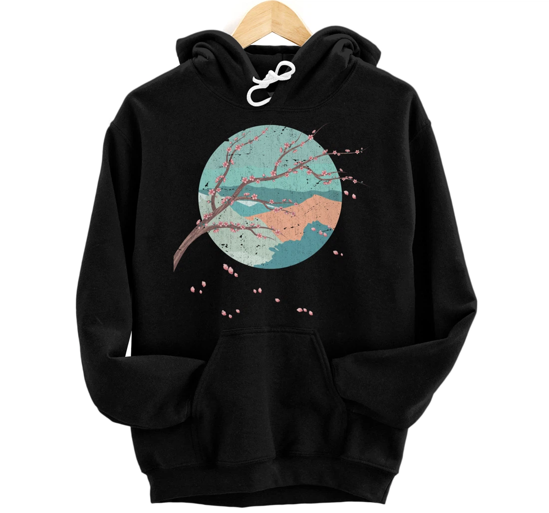 Japan Floral Sakura Pink Flower Japanese Cherry Blossom Pullover Hoodie