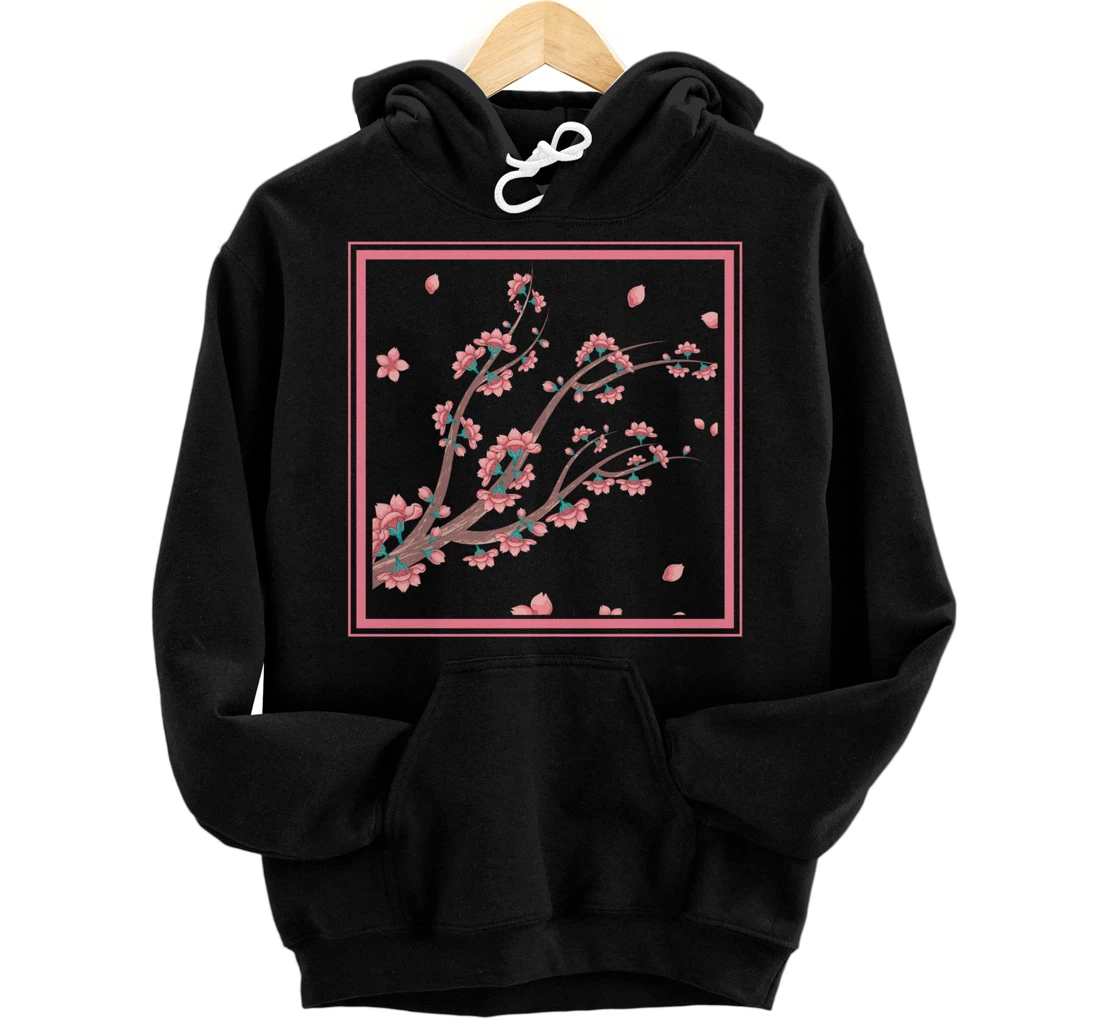 Japanese Floral Sakura Pink Flower Japan Cherry Blossom Pullover Hoodie
