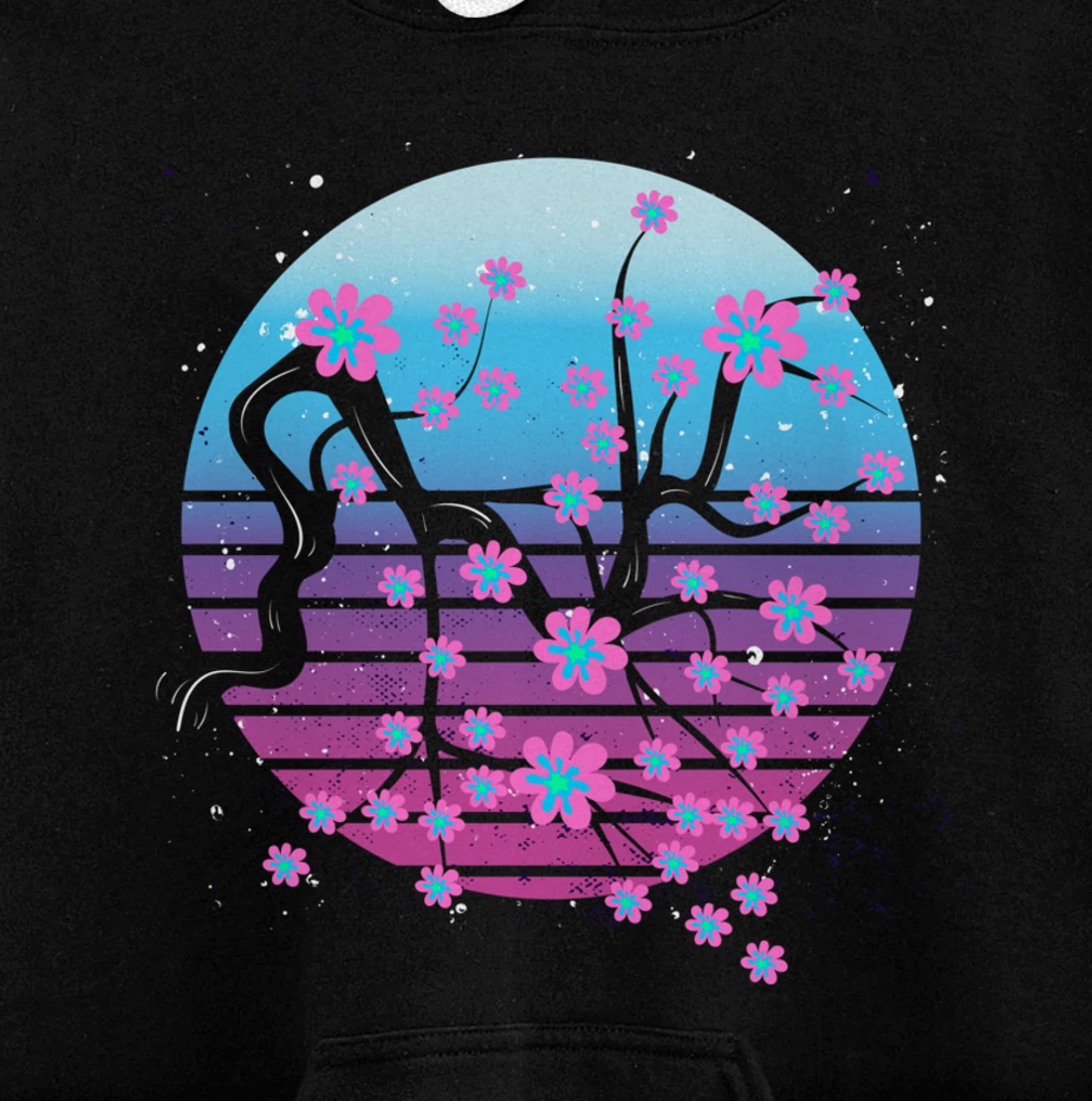 Japanese Sakura Retro Flower Vaporwave Cherry Blossom Pullover Hoodie