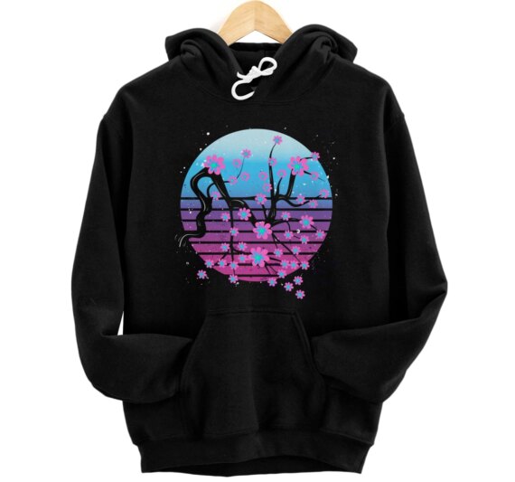 Japanese Sakura Retro Flower Vaporwave Cherry Blossom Pullover Hoodie