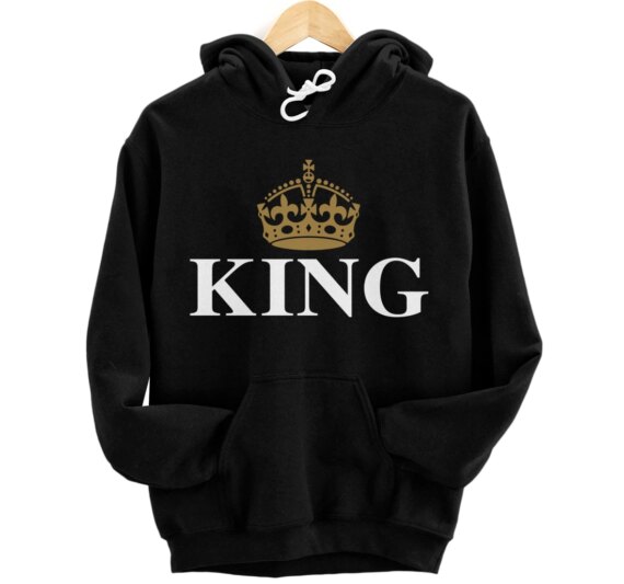 King & Queen Crown Designs Couples Matching Pullover Hoodie