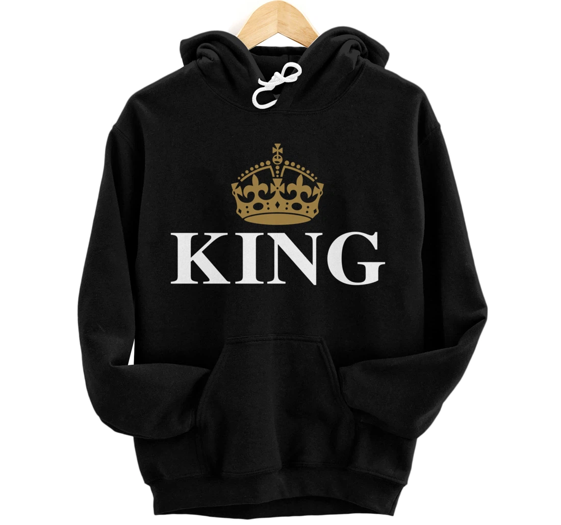 King & Queen Crown Designs Couples Matching Pullover Hoodie