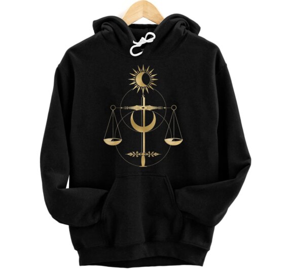 Libra Zodiac Sign Tarot Justice Moon Horoscope Pullover Hoodie