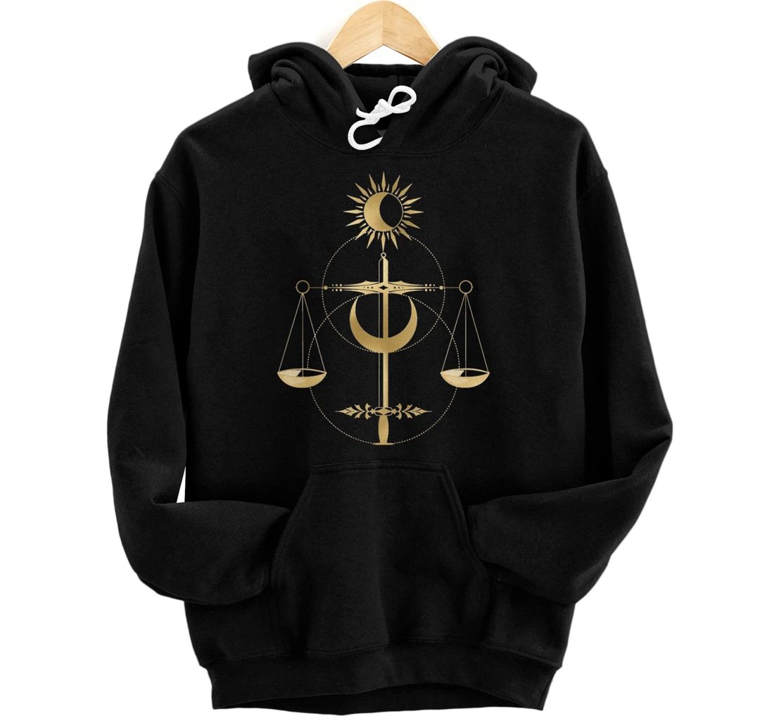 Libra Zodiac Sign Tarot Justice Moon Horoscope Pullover Hoodie