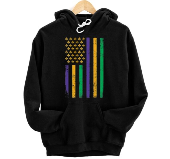 Mardi Gras US America Flag For & Pullover Hoodie