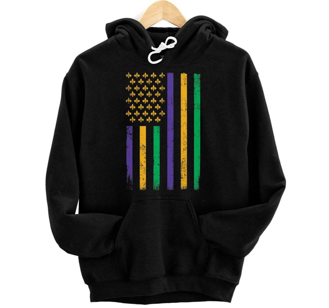 Mardi Gras US America Flag For & Pullover Hoodie