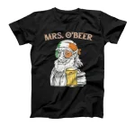 Mrs O'Beer Leprechaun Holding Drink Irish Flag St Patricks T-Shirt